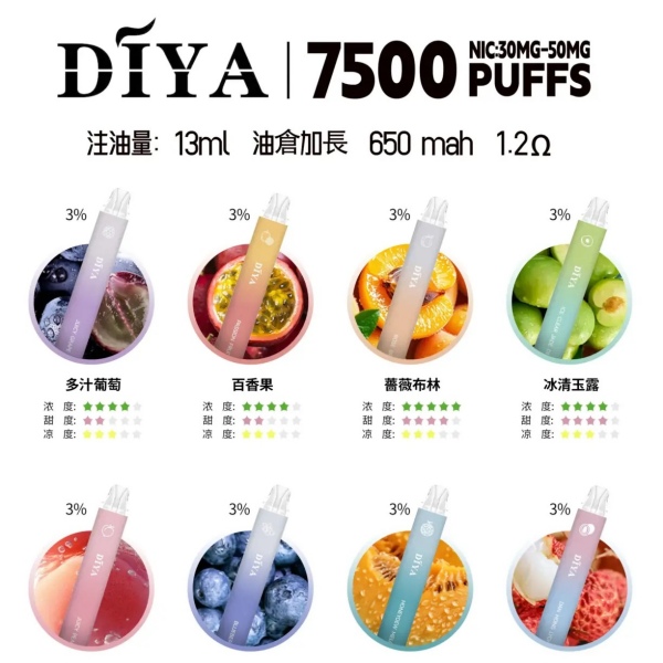 DIYA7500口 DIYA叮啞拋棄式電子煙 性價比高 有不涼款 12H現貨速發