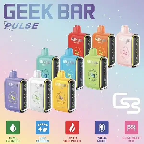 拋棄式電子煙Geek Bar Pulse 15000口 大容量 雙模式調整 智慧螢幕顯示 12H現貨速發